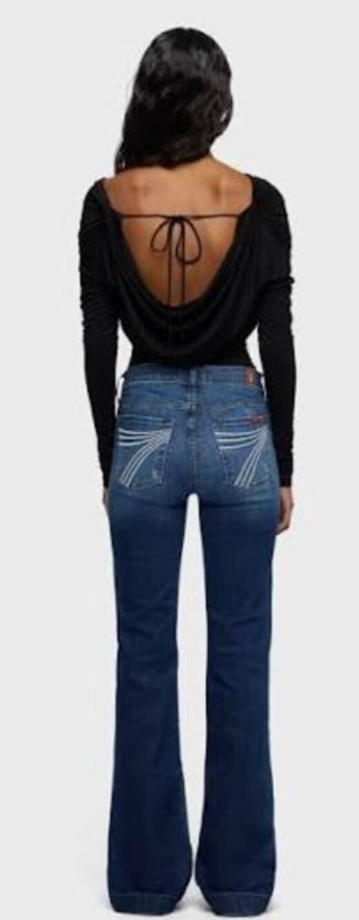 7 For All Mankind Dojo Dark Wash Flare Trouser Jeans Women's Size: 28